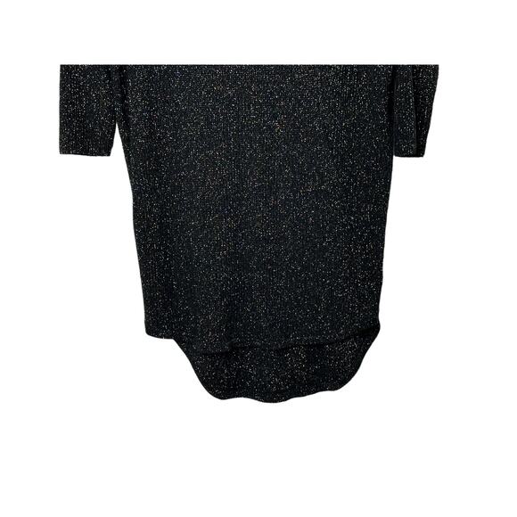 Express Black & Glitter Gold V-Neckline Short Sleeve Sweater Women's Small - Picture 6 of 6